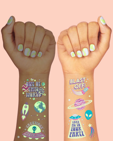 Space Girl Glo Tats - 46 temporary tattoos