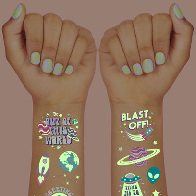Space Girl Glo Tats - 46 temporary tattoos