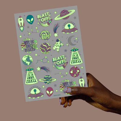 Space Girl Glo Tats - 46 temporary tattoos