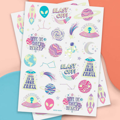 Space Girl Glo Tats - 46 temporary tattoos