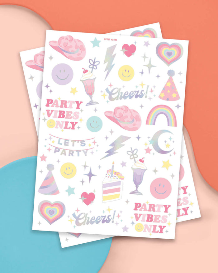 Preppy Pastel Tats - 50 foil temporary tattoos