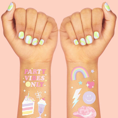 Preppy Pastel Tats - 50 foil temporary tattoos