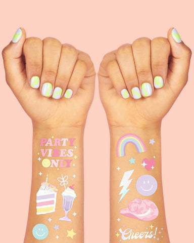 Preppy Pastel Tats - 50 foil temporary tattoos