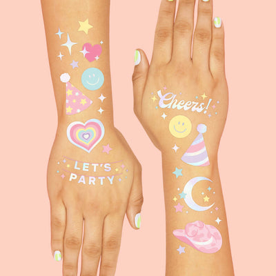 Preppy Pastel Tats - 50 foil temporary tattoos