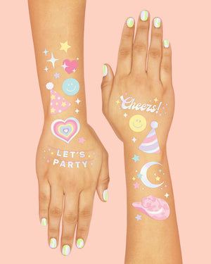 Preppy Pastel Tats - 50 foil temporary tattoos