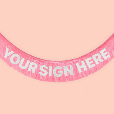 Let's Go Party Fringe - pink iridescent banner