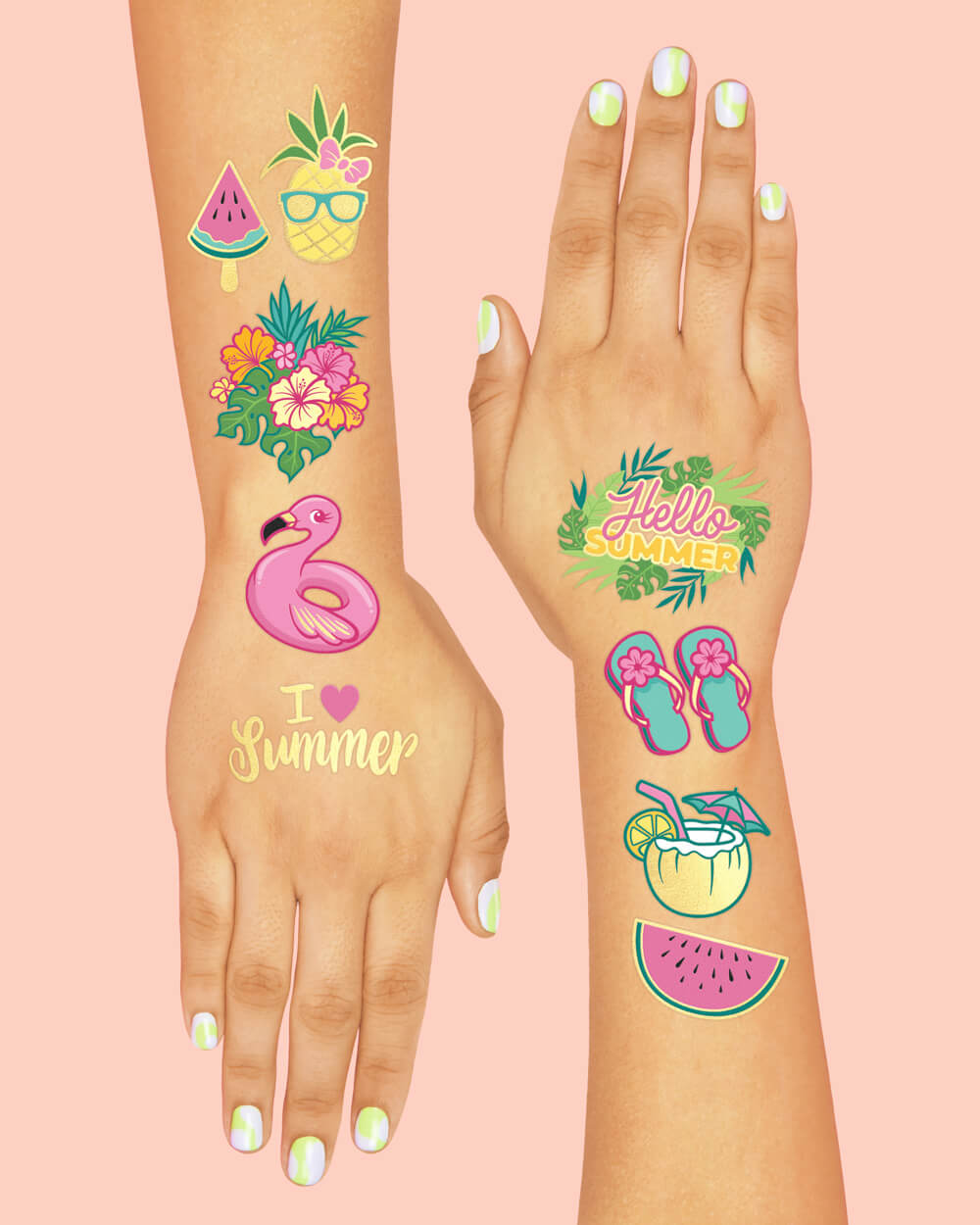 Summer Fun Tats - 44 foil temporary tattoos