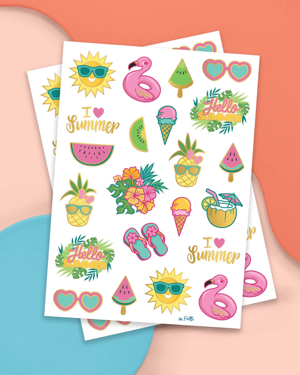 Summer Fun Tats - 44 foil temporary tattoos