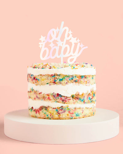 Oh Baby Topper - iridescent cake topper