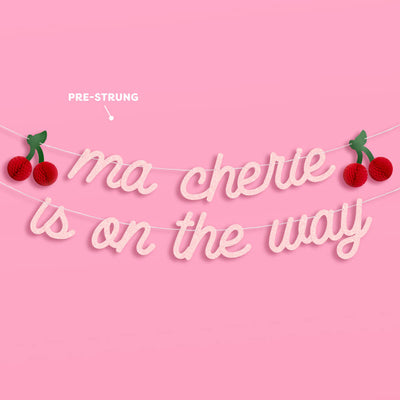 Ma Cherie is on the Way Banner - 3D glitter banner