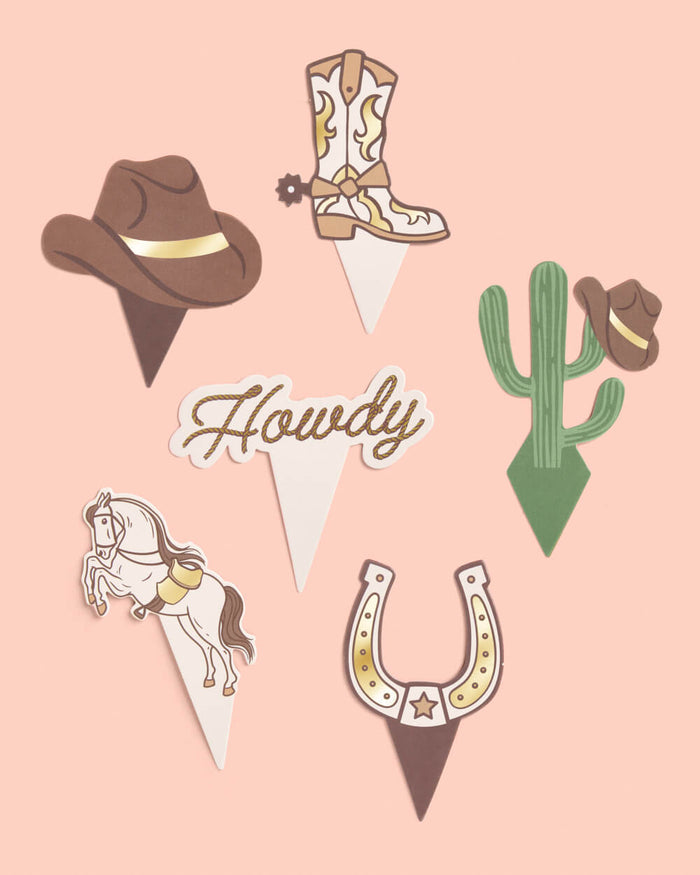 Saddle Up Cupcake Set - 24 sets of liners + toppers