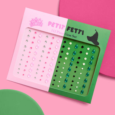 Pink Goes Good w. Green Gem Set - 112 adhesive face gems