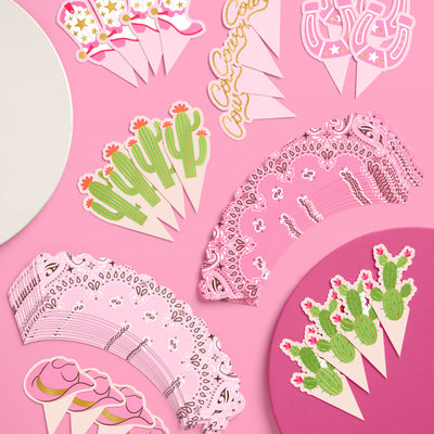 Cowgirl Cupcake Toppers - 24 toppers + sleeves