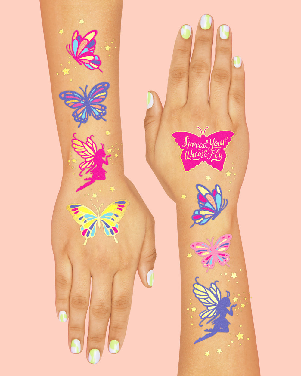 Fairy Flutter Tats - 34 foil temporary tattoos