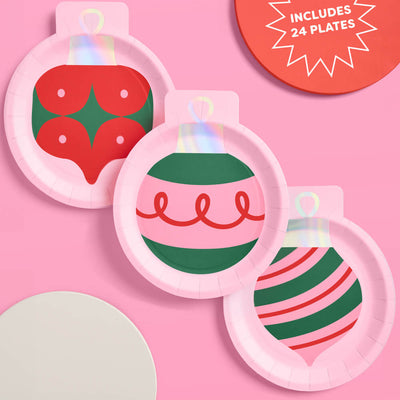 Christmas Ornament Plates - 24 paper plates
