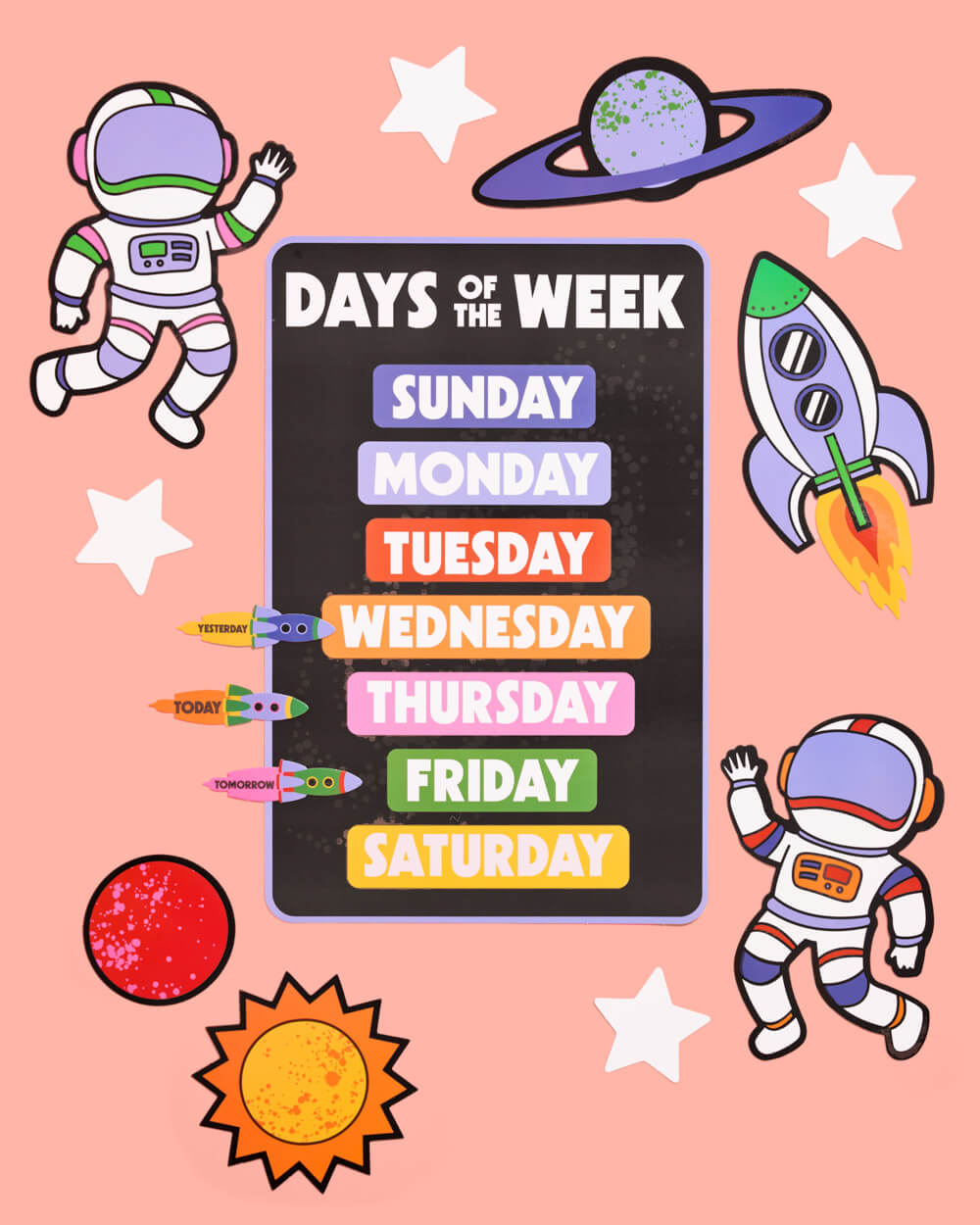 Space Classroom Calendar Set - 81 bulletin board pieces
