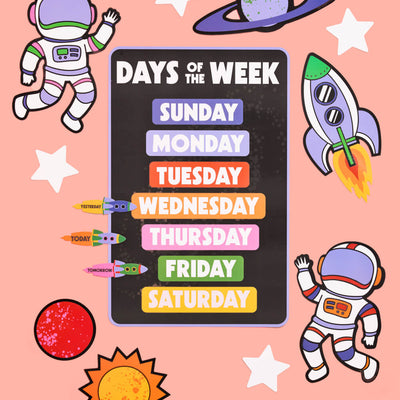 Space Classroom Calendar Set - 81 bulletin board pieces