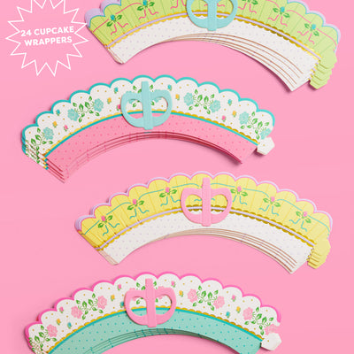 Tea Party Cupcake Wrappers - 24 pc tea cup set