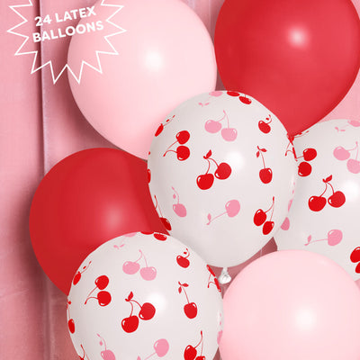 Cherry Balloon Pack - 24 latex balloons
