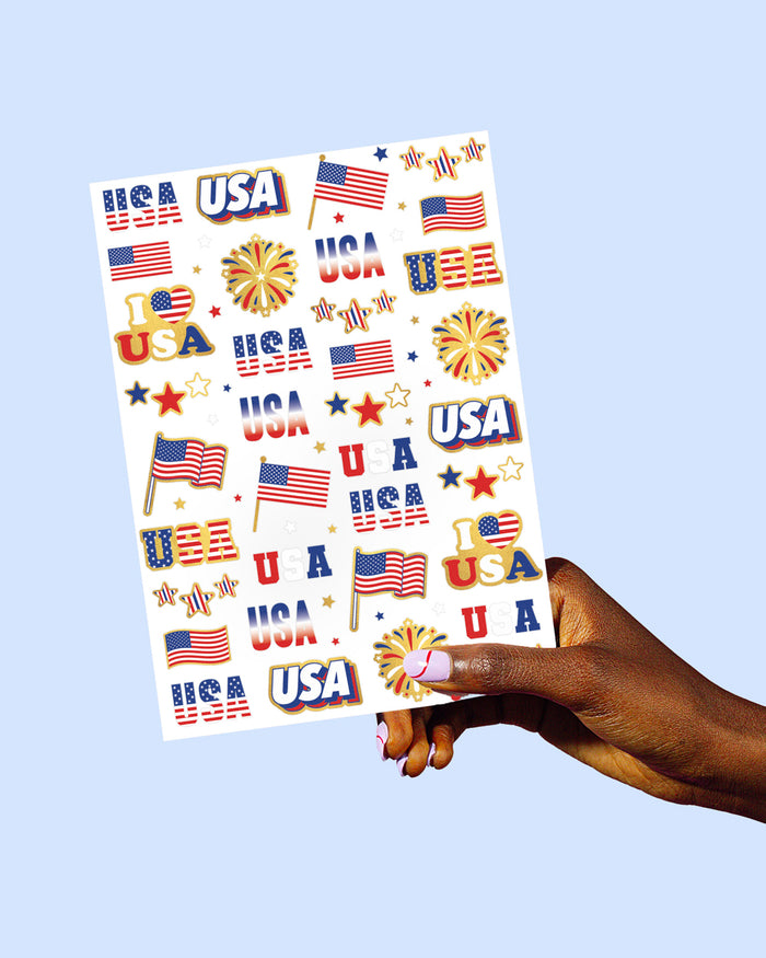 Stars & Stripes Tats - 70 foil temporary tattoos