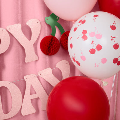 Cherry Birthday Bundle - tableware, balloons, banner + tats