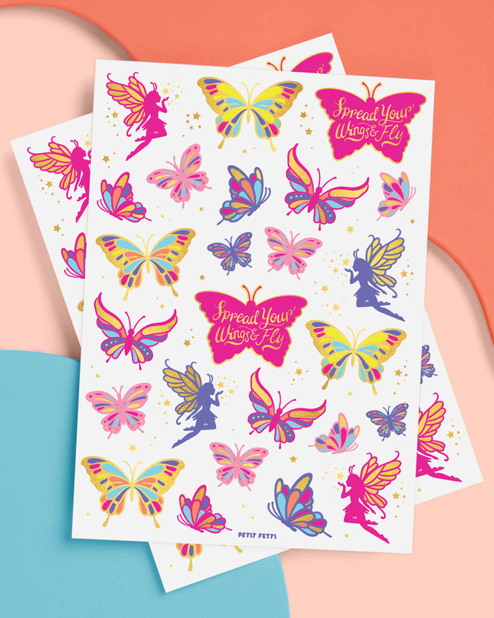 Fairy Flutter Tats - 34 foil temporary tattoos