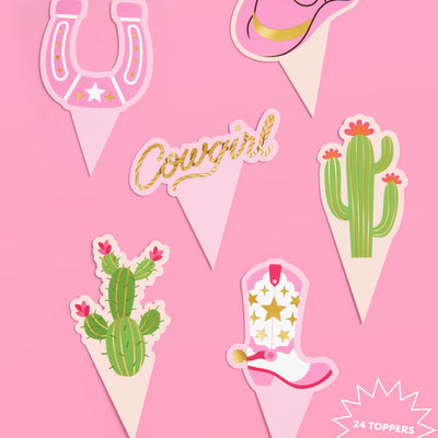 Cowgirl Cupcake Toppers - 24 toppers + sleeves