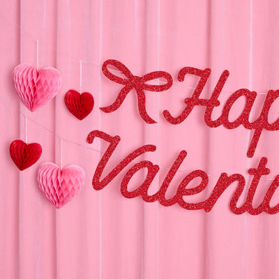 Happy Valentine's Day Banner - 3D glitter banner