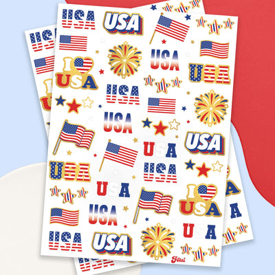 Stars & Stripes Tats - 70 foil temporary tattoos