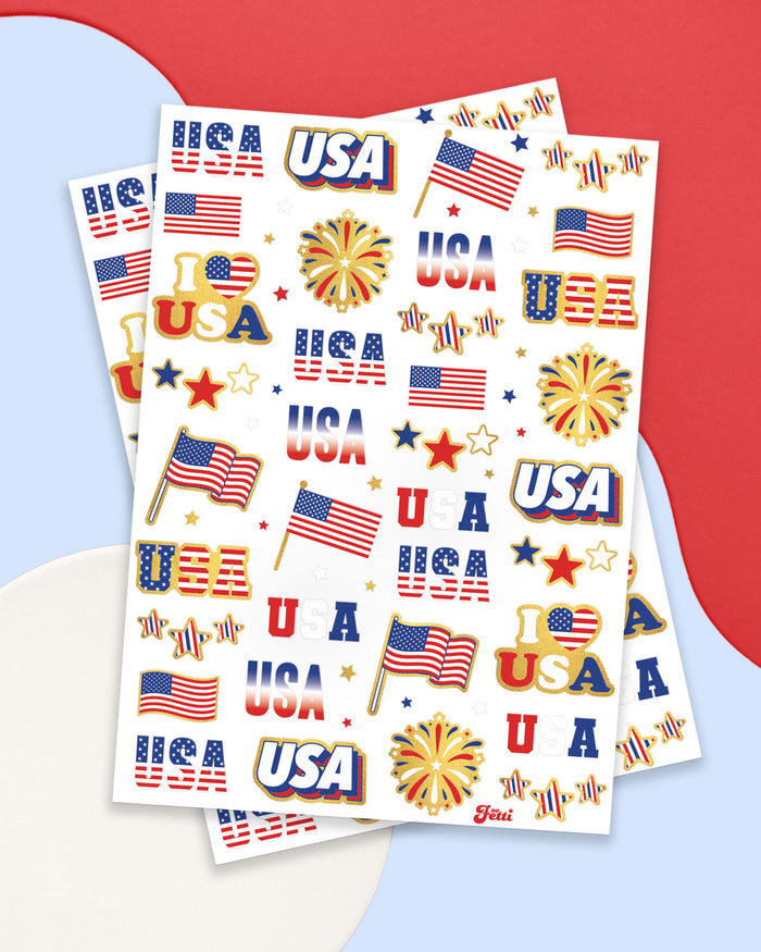 Stars & Stripes Tats - 70 foil temporary tattoos