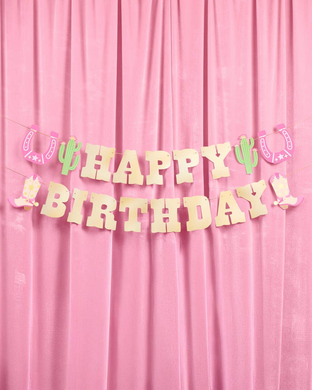 HBD Cowgirl Banner - gold foil banner