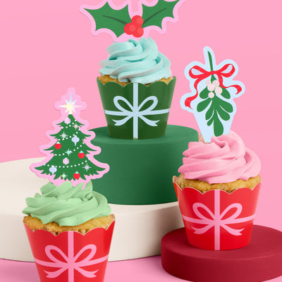 Deck the Cupcakes Set - 24 sets of liners + toppers