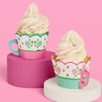 Tea Party Cupcake Wrappers - 24 pc tea cup set