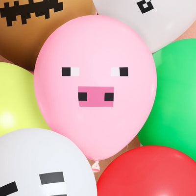 Pixel Mining Game Balloon Pack - 25 latex balloons