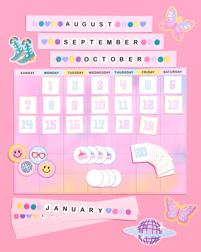 Eras Classroom Calendar Set - 79 bulletin board pieces