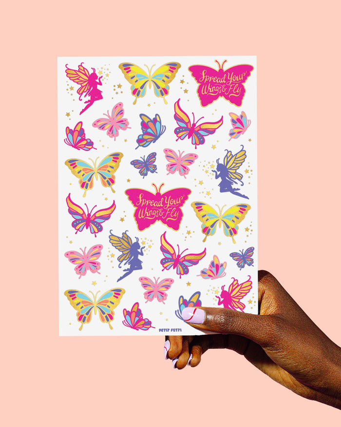 Fairy Flutter Tats - 34 foil temporary tattoos