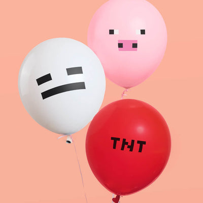 Pixel Mining Game Balloon Pack - 25 latex balloons