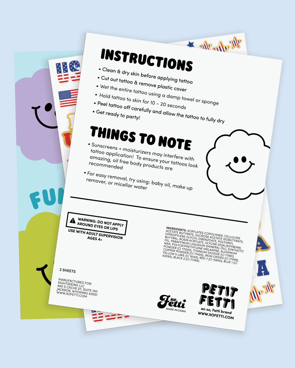 Stars & Stripes Tats - 70 foil temporary tattoos