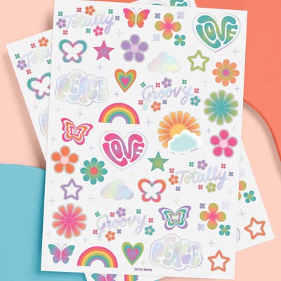 Groovy Rainbow Tats - 68 temporary tattoos