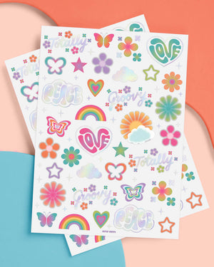 Groovy Rainbow Tats - 68 temporary tattoos