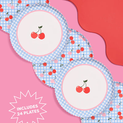 Cherry Plates - 24 paper plates