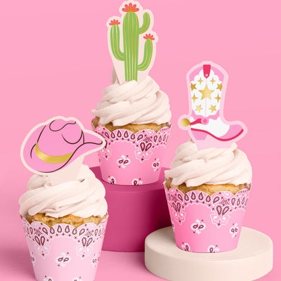 Cowgirl Cupcake Toppers - 24 toppers + sleeves