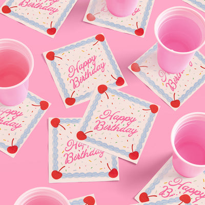 Bday Cake Napkins - 25 sprinkle napkins