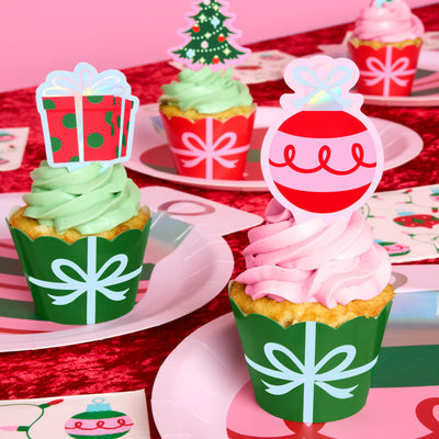 Deck the Cupcakes Set - 24 sets of liners + toppers