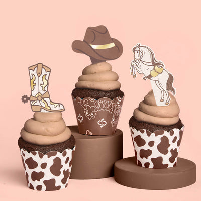 Saddle Up Cupcake Set - 24 sets of liners + toppers