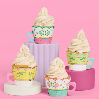 Tea Party Cupcake Wrappers - 24 pc tea cup set