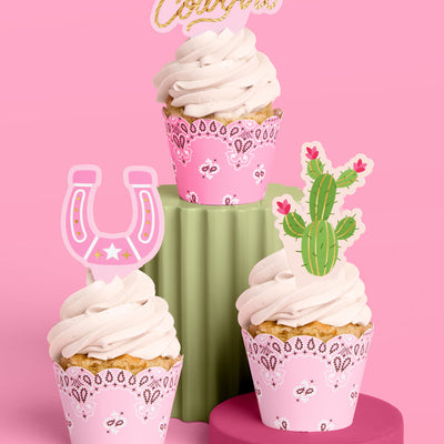 Cowgirl Cupcake Toppers - 24 toppers + sleeves