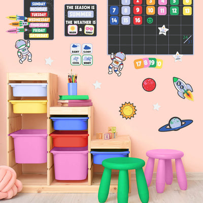 Space Classroom Calendar Set - 81 bulletin board pieces