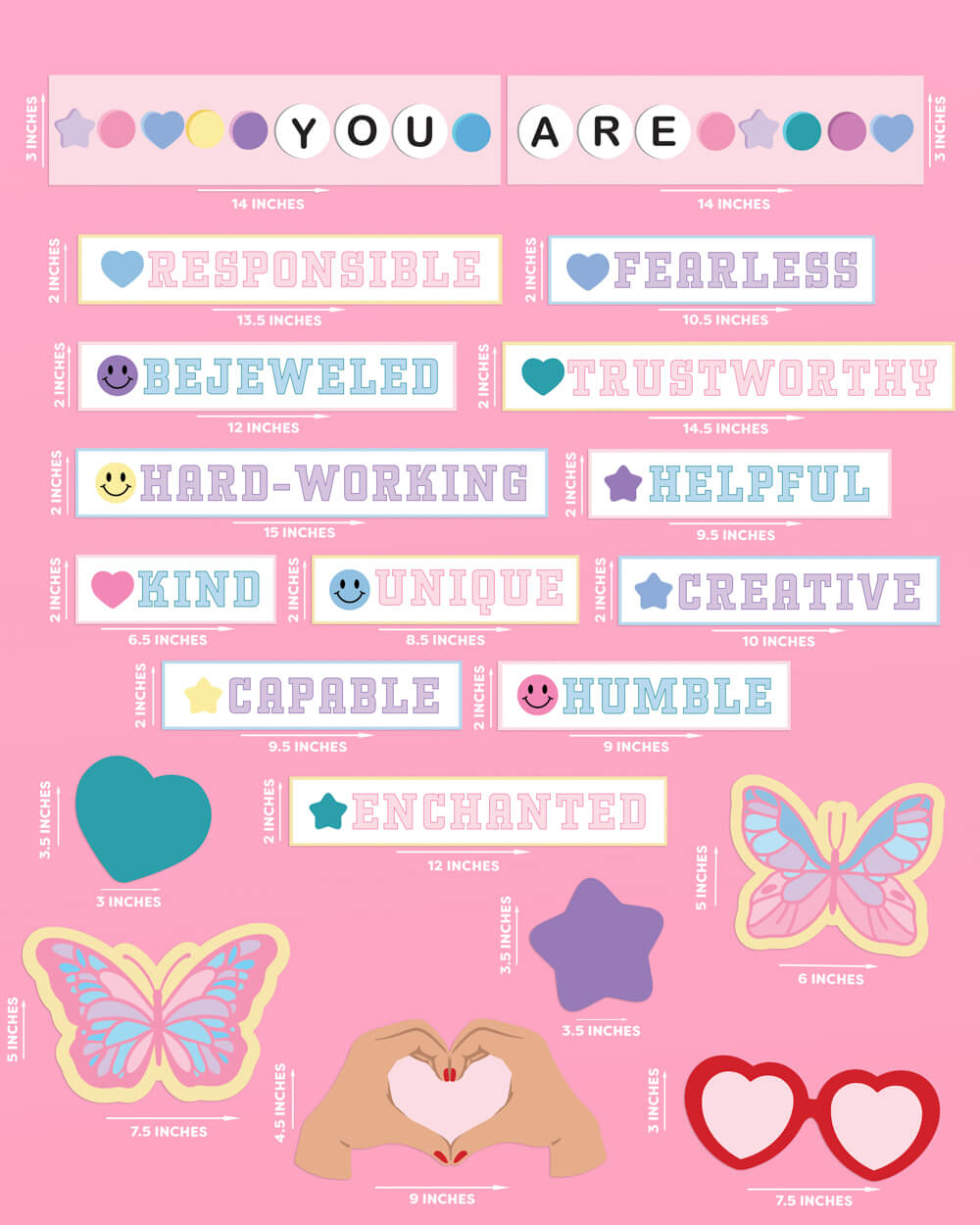 Eras Classroom Affirmations Set -  20 bulletin board pieces