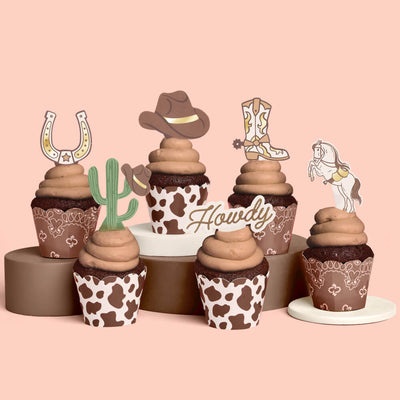 Saddle Up Cupcake Set - 24 sets of liners + toppers